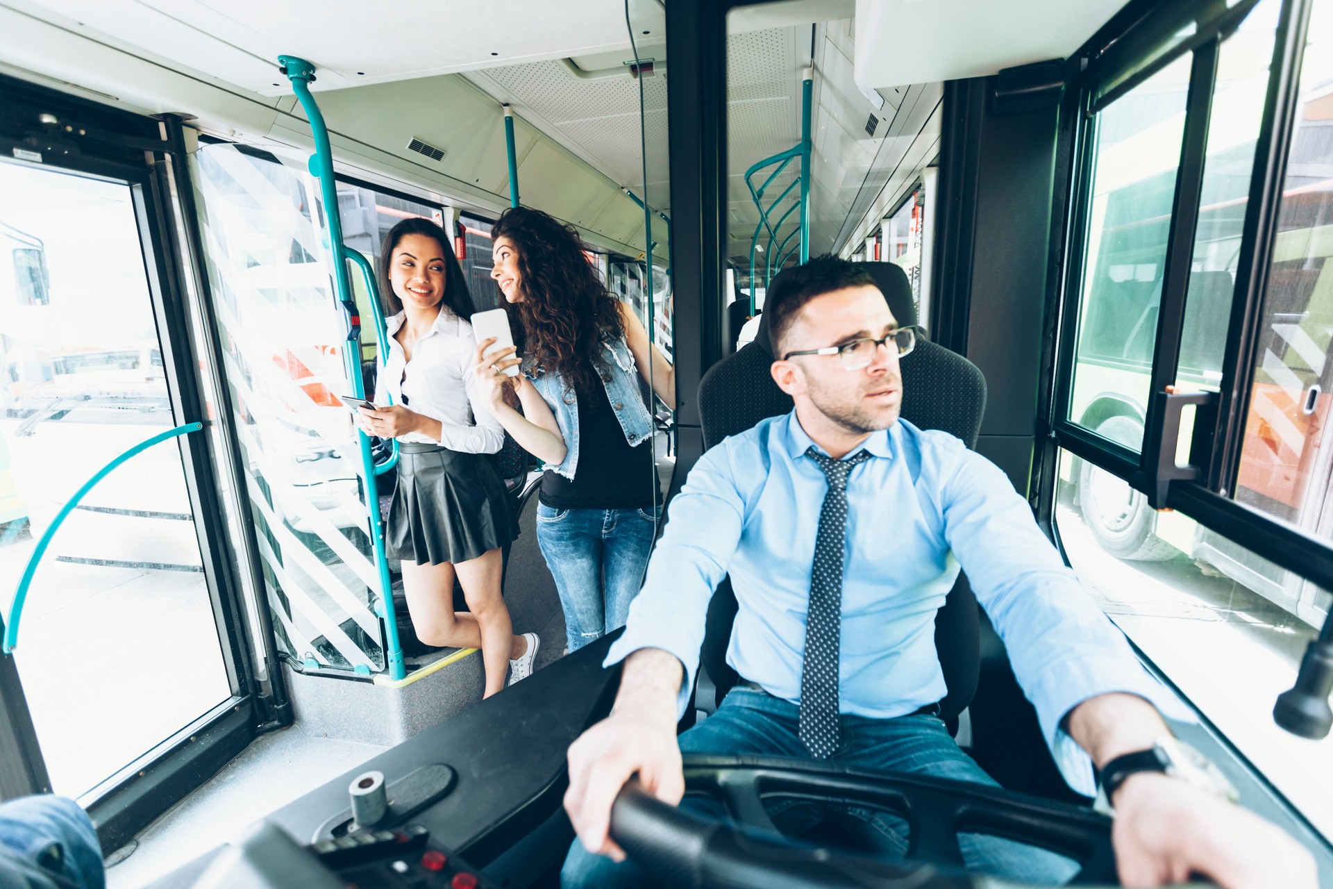 Bus driver and passengers